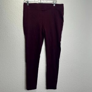 Loft Ankle Leggings Womens Large Burgundy Stretch High Waisted Yoga Workout
